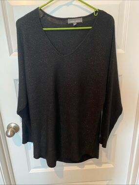 Hanna & Grace Black V-Neck Sparkle Sweater